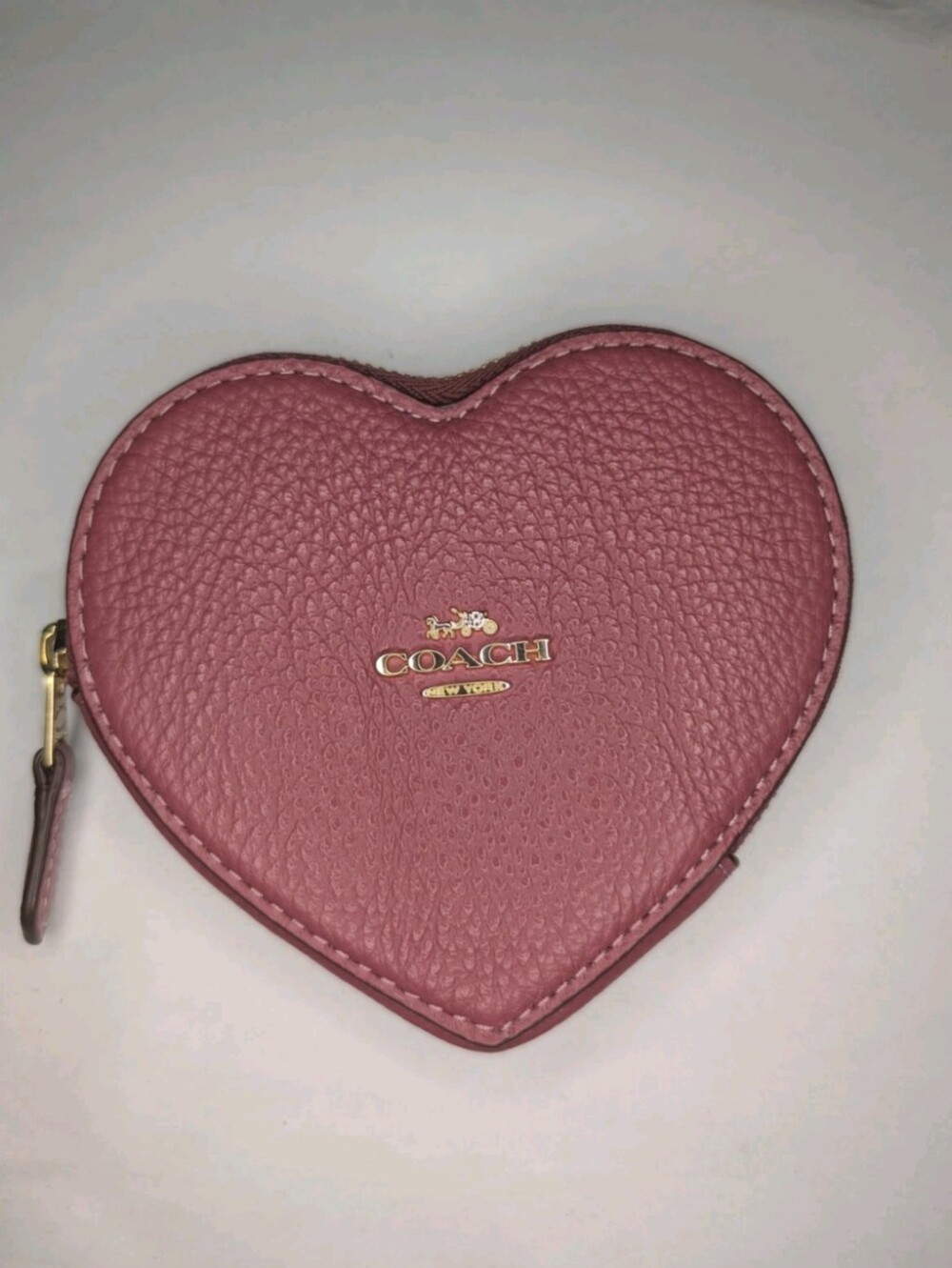 Coach Pink Rouge Leather Heart Coin Pouch